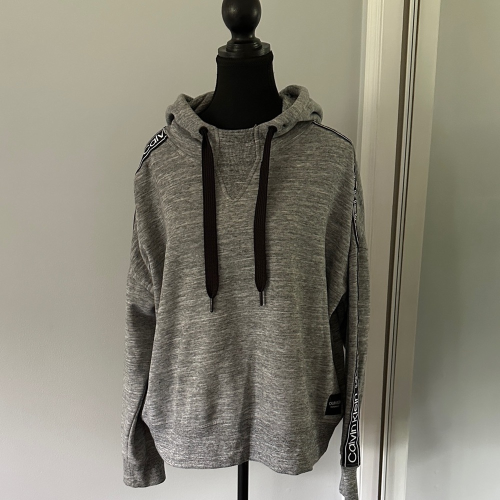 Calvin Klein Gray Hoodie with Black Drawcords